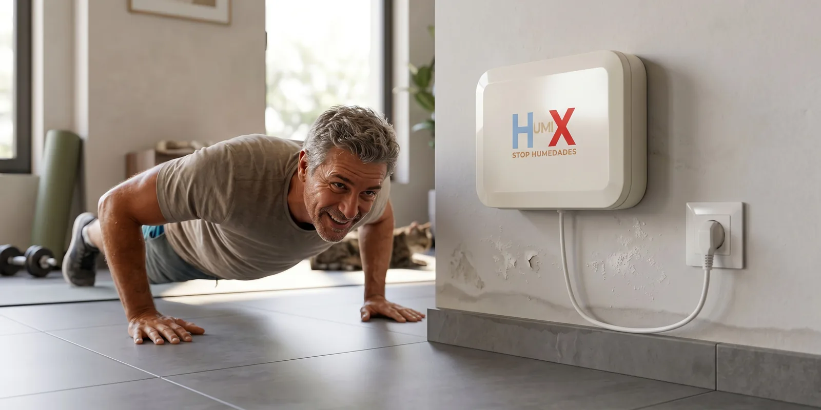 Familia en casa con el equipo HUMIX contra la humedad en Almagro